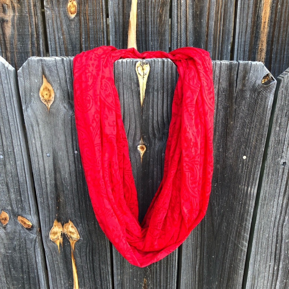 Red Paisley Infinity Scarf